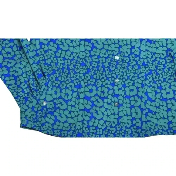 MARBLE Blue And Green Button Down Blouse Size Small - Picture 8 of 11